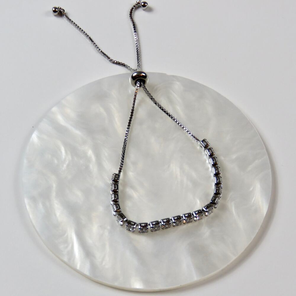 Zales Silver Bracelet with White Stones - Picture 5 of 7